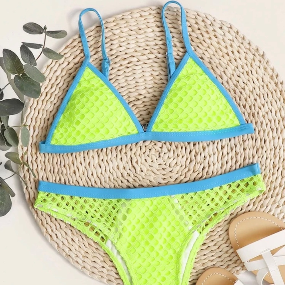 Never worn neon fishnet bikini, size M